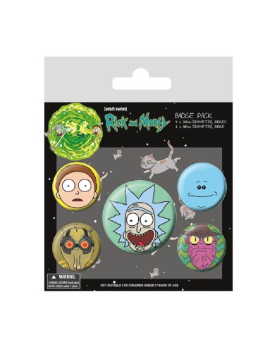 JUEGO DE CHAPAS RICK & MORTY CARAS