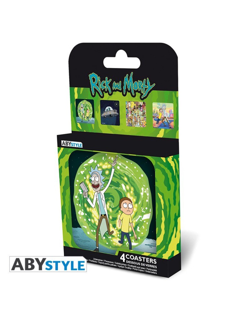 SET 4 COASTERS GENERIC RICK Y MORTY 