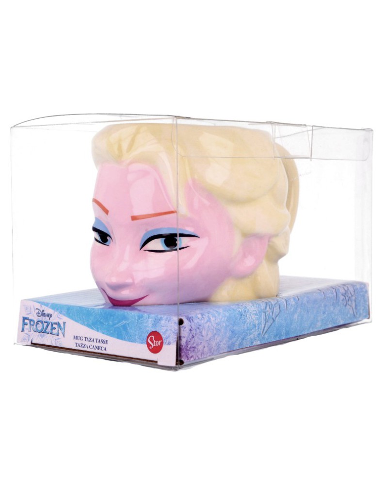 TAZA CERAMICA 3D 325 ML CABEZA ELSA EN CAJA REGALO