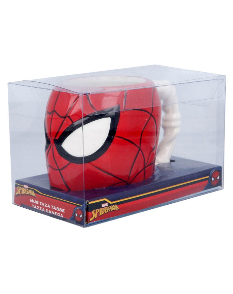 TAZA CERAMICA 3D 410 ML CABEZA SPIDERMAN EN CAJA REGALO