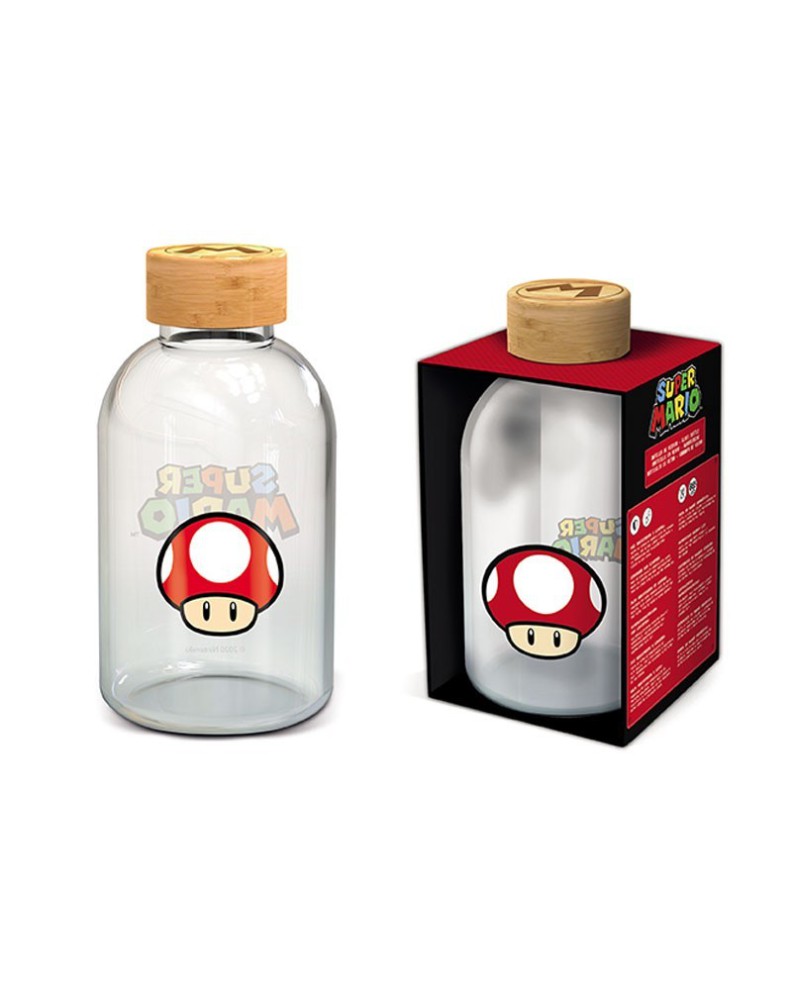 SMALL GLASS BOTTLE 620 ML SUPER MARIO