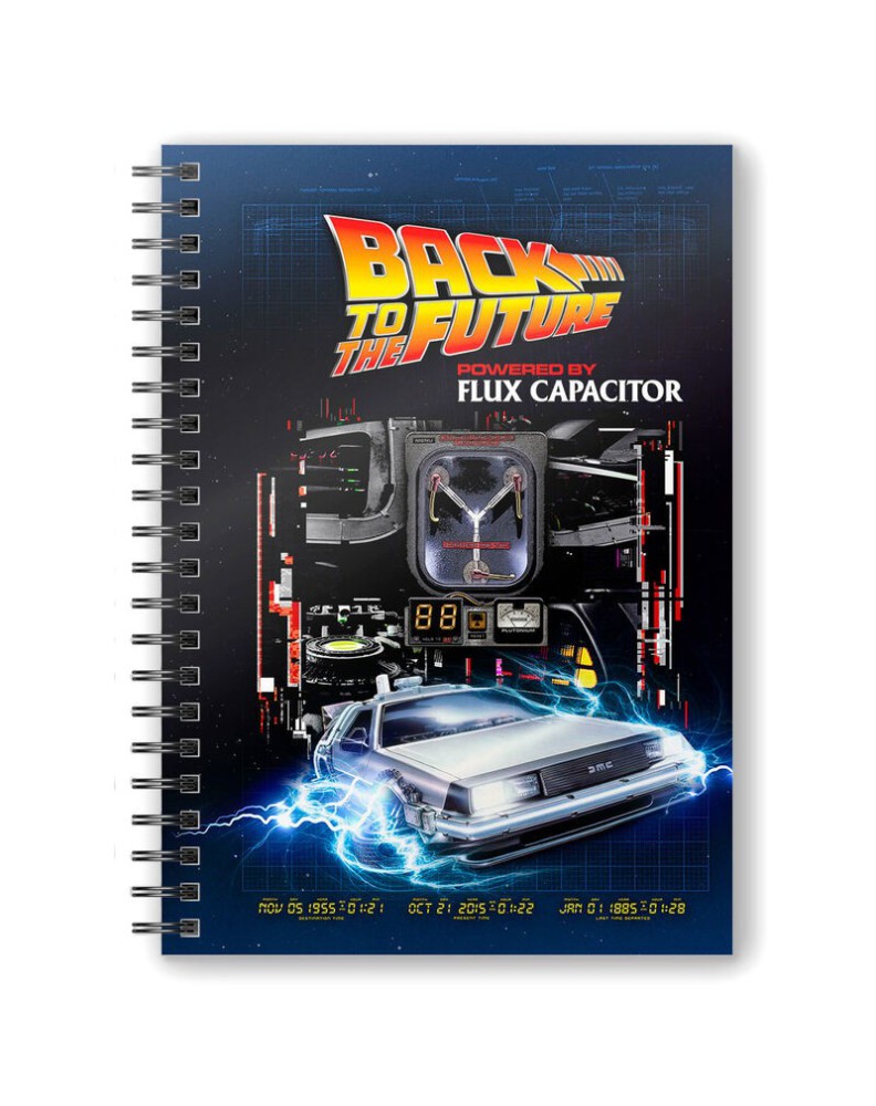 LIBRETA ESPIRAL POWERED BY FLUX CAPACITOR REGRESO AL FUTURO