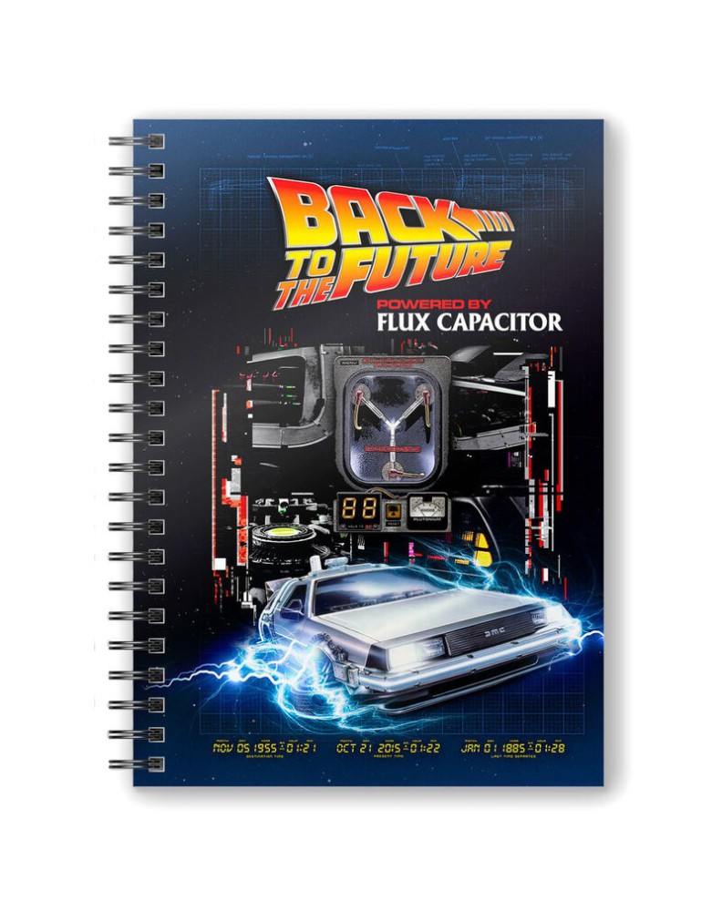 POWERED BY SPIRAL NOTEPAD FLUX CAPACITOR BACK TO THE FUTURE