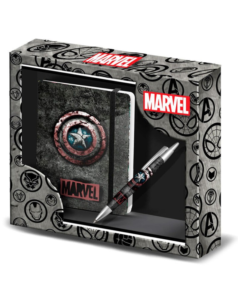 SET DIARY + PEN CAPTAIN AMERICA MARVEL