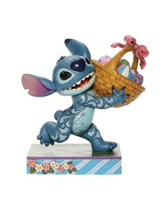 FIGURA DECORATIVA STITCH CORRIENDO CON CESTA PASCUA 13,5 cm