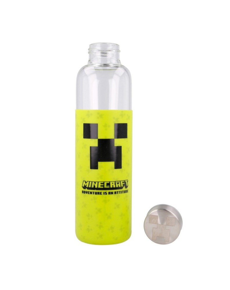 BOTELLA DE CRISTAL CON FUNDA DE SILICONA 585 ML MINECRAFT Vista 3