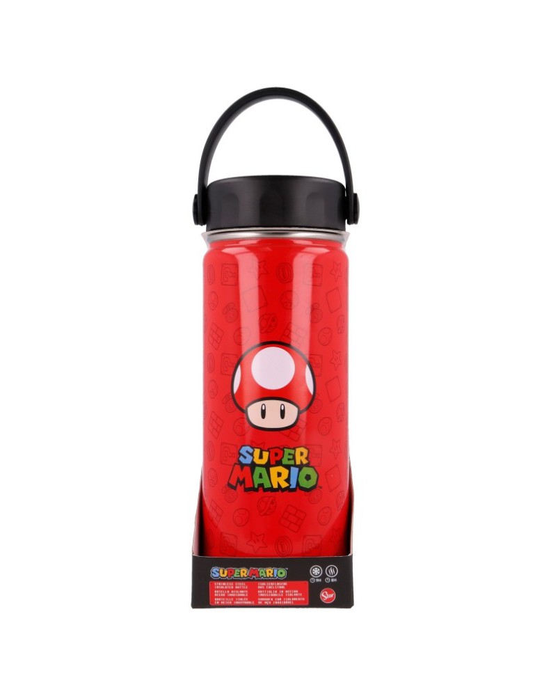 BOTELLA ACERO INOXIDABLE TERMO CON ASA 530 ML SUPER MARIO