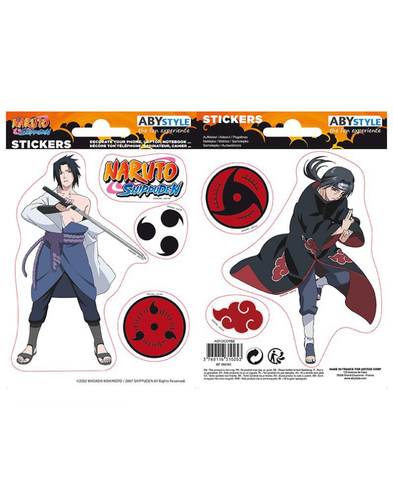 PEGATINAS NARUTO SHP - 16X11CM- 2 HOJAS - SASUKE-ITACHI