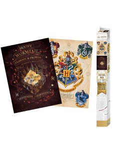 SET 2 POSTERS ESCUDO Y MAPA MERODEADOR - HARRY POTTER (52X38 CM)