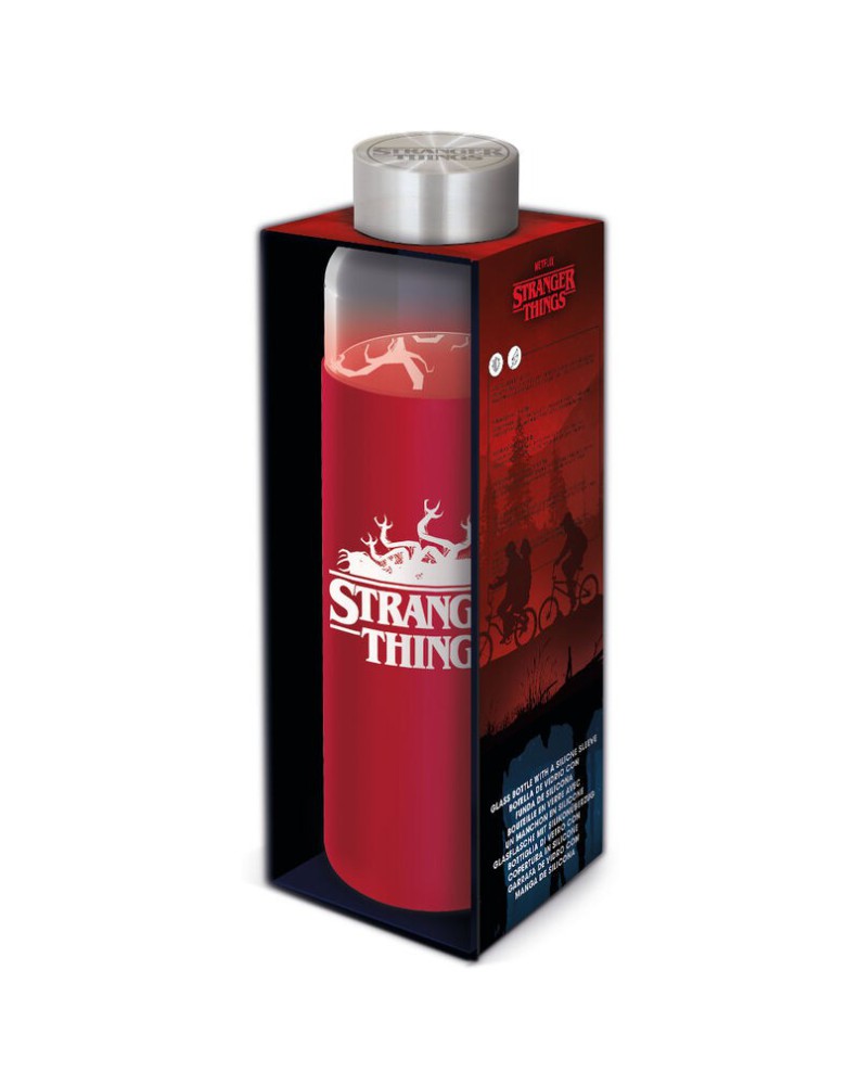 GLASS BOTTLE WITH SILICONE CASE 585 ML STRANGER THINGS