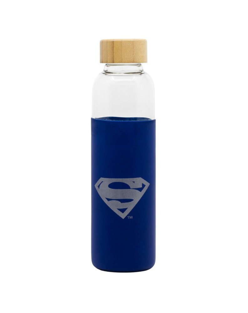 BOTELLA DE CRISTAL CON FUNDA DE SILICONA 585 ML SUPERMAN SYMBOL