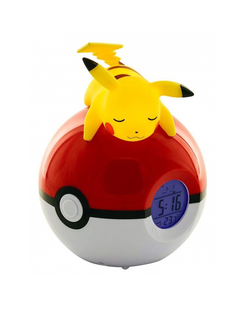 PIKACHU DURMIENDO EN POKEBALL RELOJ DESPERTADOR LAMPARA LED POKEMON