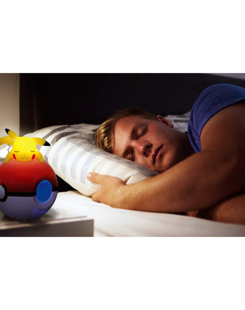 PIKACHU DURMIENDO EN POKEBALL RELOJ DESPERTADOR LAMPARA LED POKEMON Vista 3