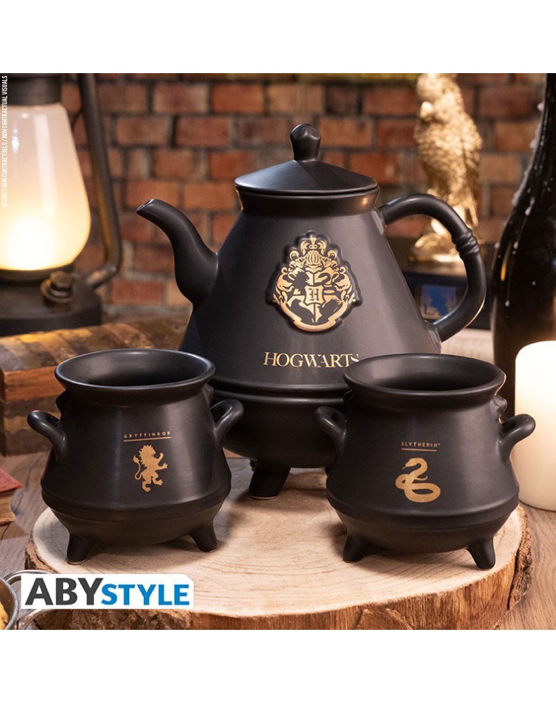 HARRY POTTER - Teapot - with Hogwarts cauldrons set