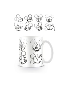 TAZA DESAYUNO MICKEY & MINNIE SKETCH CARAS