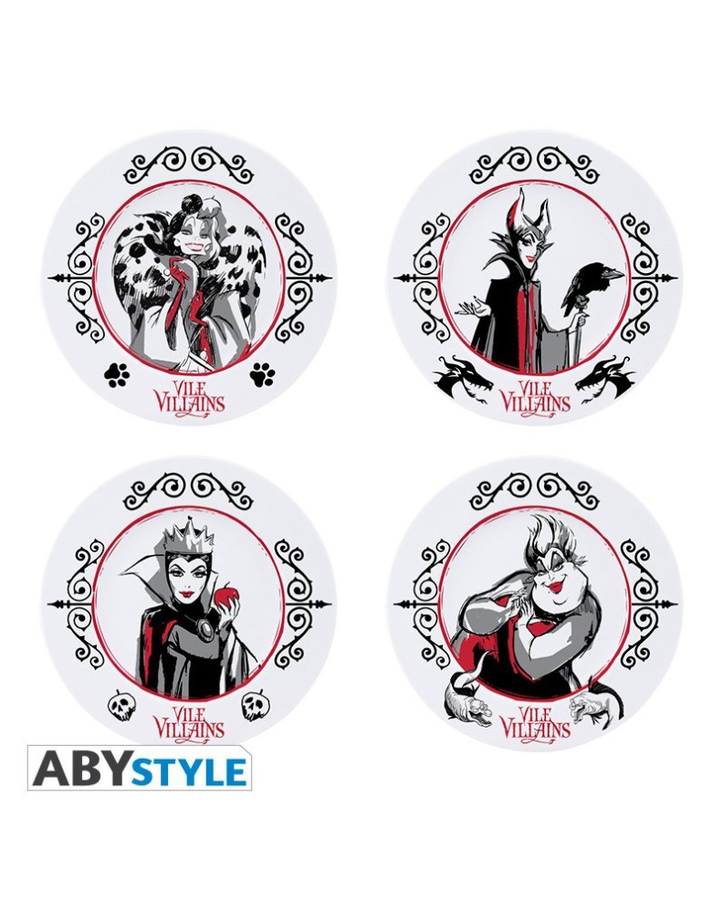 SET DE 4 PLATOS VILLANAS DISNEY