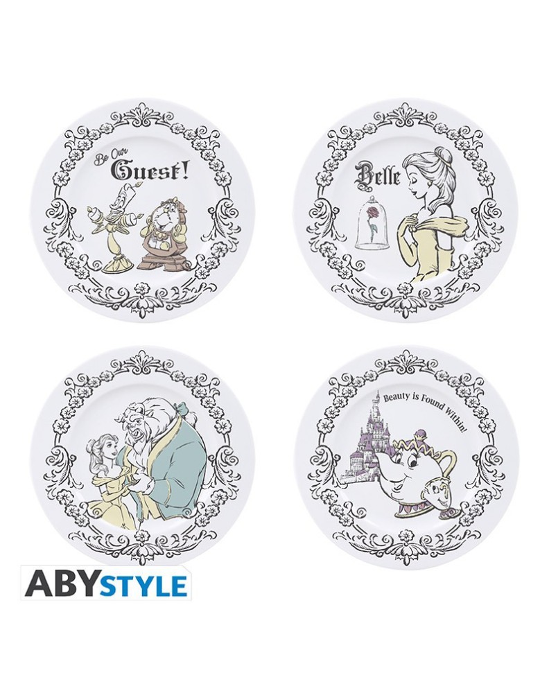 SET DE 4 PLATOS DISNEY LA BELLA Y LA BESTIA