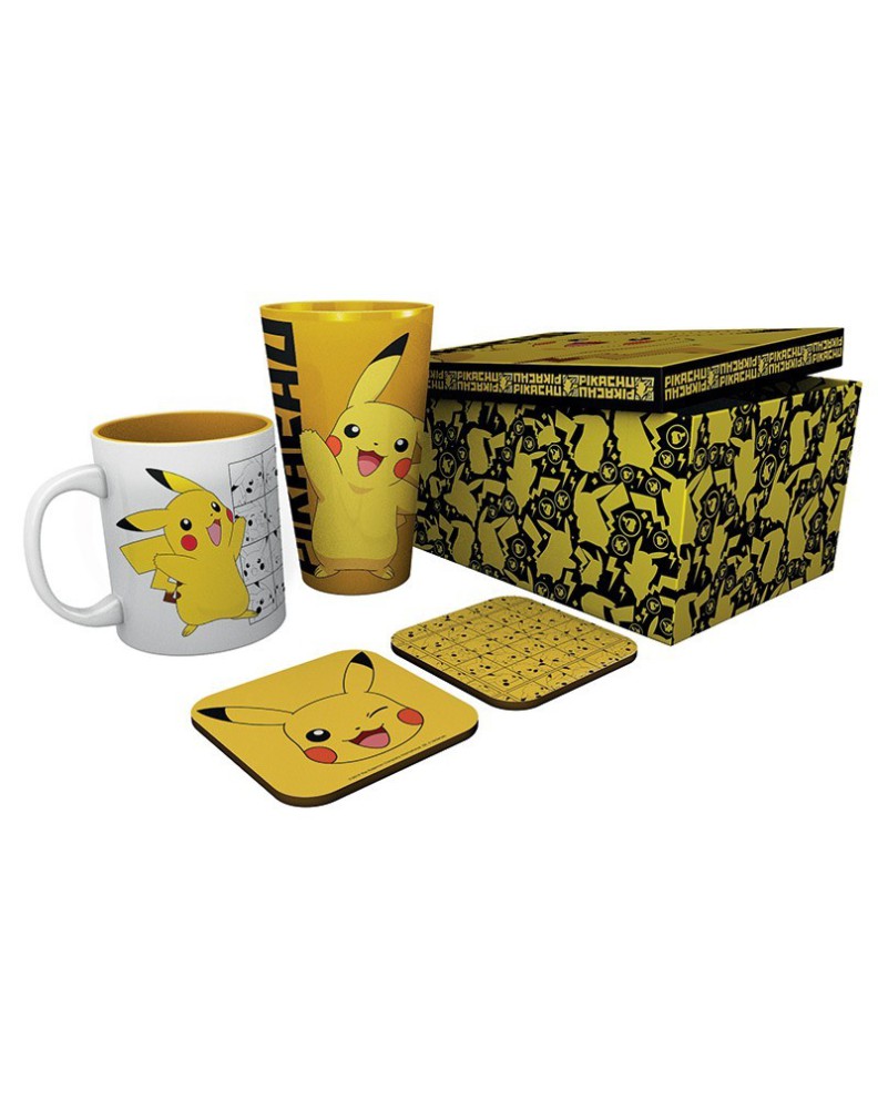 PIKACHU POKEMON GIFT BOX - XXL GLASS + MUG + 2 COASTERS