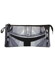 THE MANDALORIAN GREY FAN TRIPLE PENCIL CASE THE MANDALORIAN HELMET - 23cm x 11cm View 3