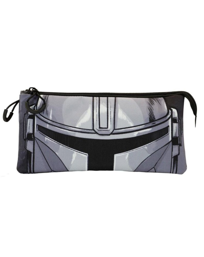 THE MANDALORIAN GREY FAN TRIPLE PENCIL CASE THE MANDALORIAN HELMET - 23cm x 11cm View 3