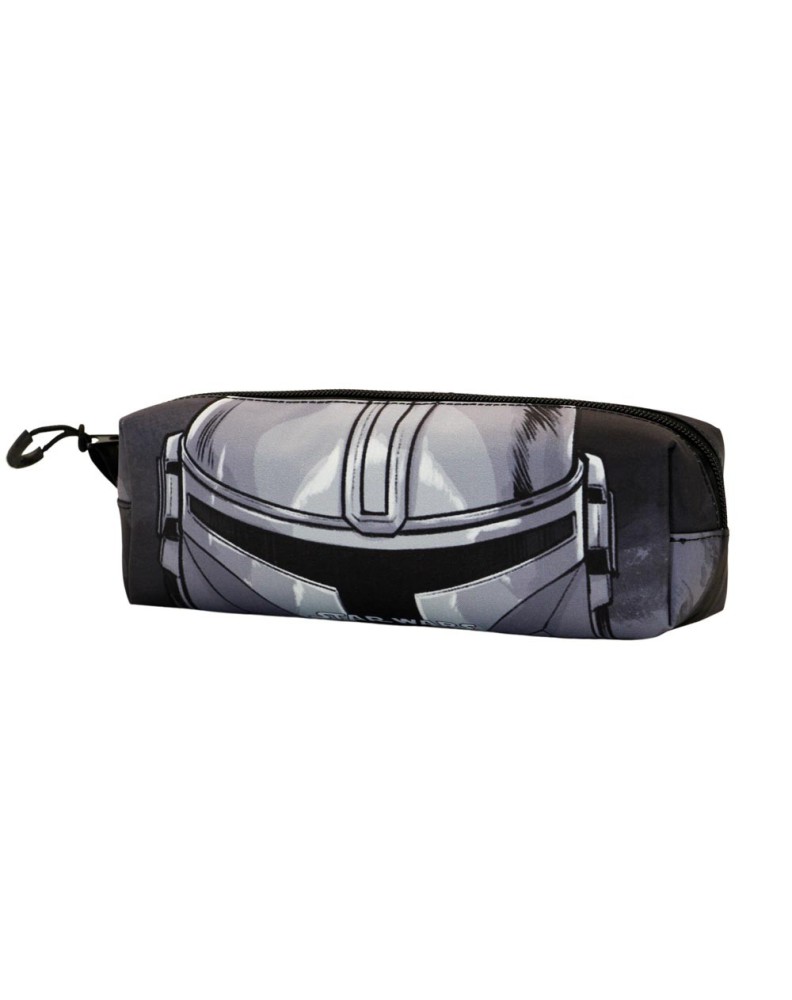 THE MANDALORIAN GREY FAN SQUARE PENCIL CASE THE MANDALORIAN HELMET - 21cm x 8cm 