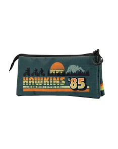 STRANGER THINGS GREEN TRIPLE HS PENCIL CASE STRANGER THINGS HAWKINS 85 - 23cm x 