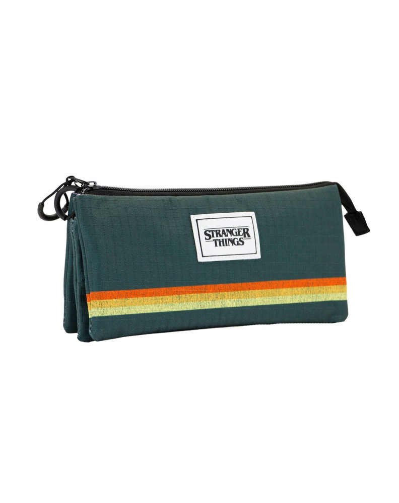 STRANGER THINGS GREEN TRIPLE HS PENCIL CASE STRANGER THINGS HAWKINS 85 - 23cm x  Vista 2