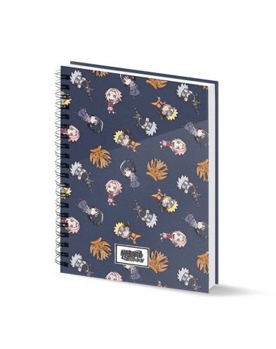 NARUTO BLACK A4 NOTEBOOK GRID PAPER NARUTO WIND - 23.4cm x 29.7cm x 1.4cm