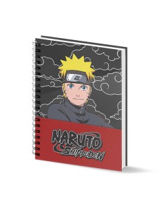 NARUTO BLACK A4 NOTEBOOK GRID PAPER NARUTO CLOUDS - 23.4cm x 29.7cm x 1.4cm