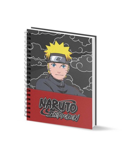NARUTO BLACK A4 NOTEBOOK GRID PAPER NARUTO CLOUDS - 23.4cm x 29.7cm x 1.4cm
