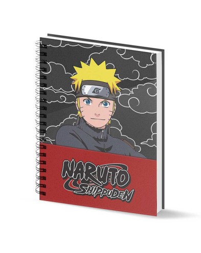 NARUTO BLACK A5 NOTEBOOK GRID PAPER NARUTO CLOUDS - 16.5cm x 21cm x 1.6cm