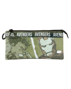 THE AVENGERS MILITARY GREEN FAN TRIPLE PENCIL CASE THE AVENGERS SHOUT - 23cm x 1