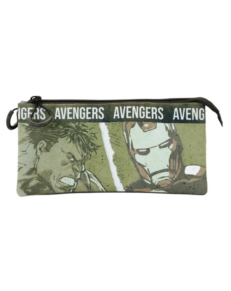 THE AVENGERS MILITARY GREEN FAN TRIPLE PENCIL CASE THE AVENGERS SHOUT - 23cm x 1 Vista 2