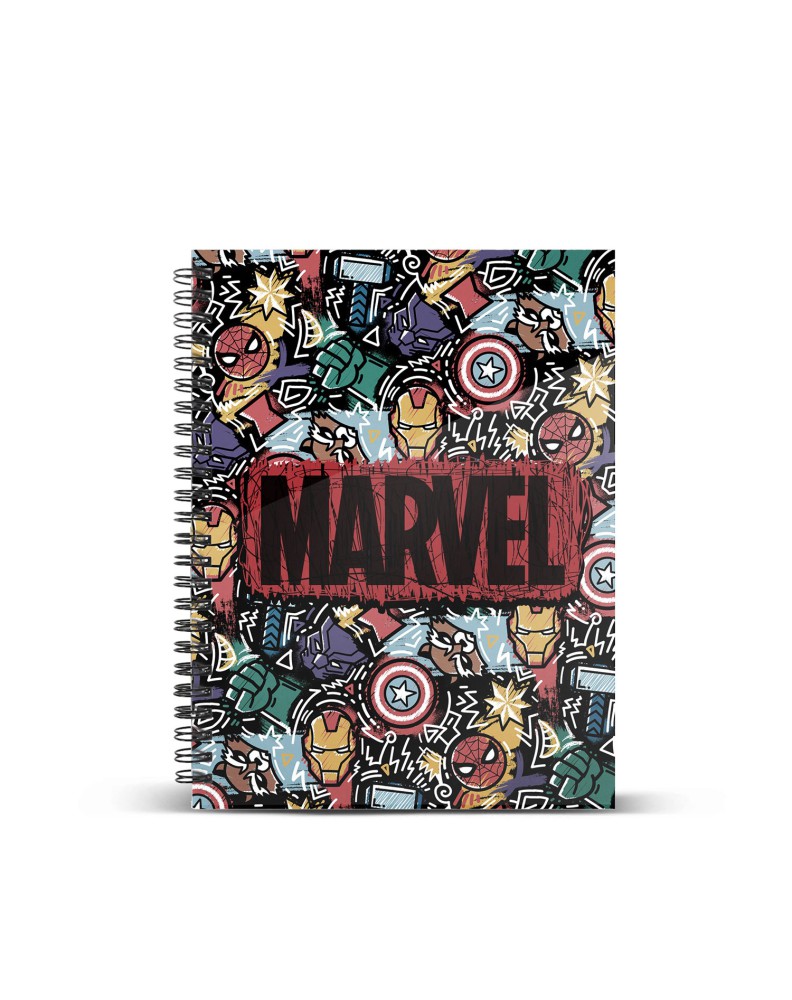 THE AVENGERS BLACK A5 NOTEBOOK GRID PAPER THE AVENGERS FUN - 16.5cm x 21cm x 1.6