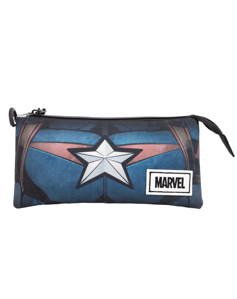 CAPTAIN AMERICA BLACK TRIPLE HS PENCIL CASE CAPTAIN AMERICA CHEST - 23cm x 11cm 