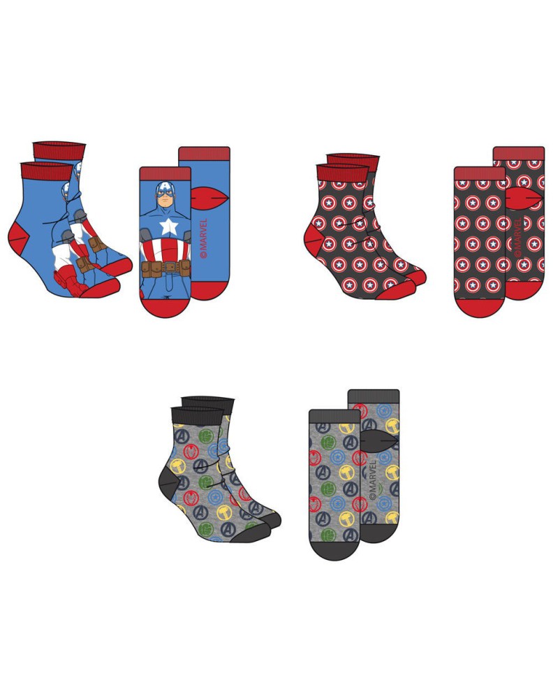 SET 3 SOCKS AVENGERS MARVEL ADULT ASSORTED Vista 2