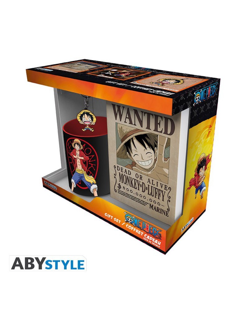 ONE PIECE - PCK MUG320ML + KEYRINGPVC + NOTEBOOK WANTED // "LUFFY"