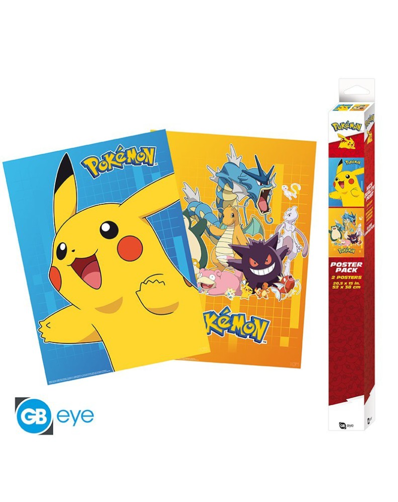 POKEMON - SET 2 CHIBI POSTERS - COLOURFUL CHARACTERS (52X38)