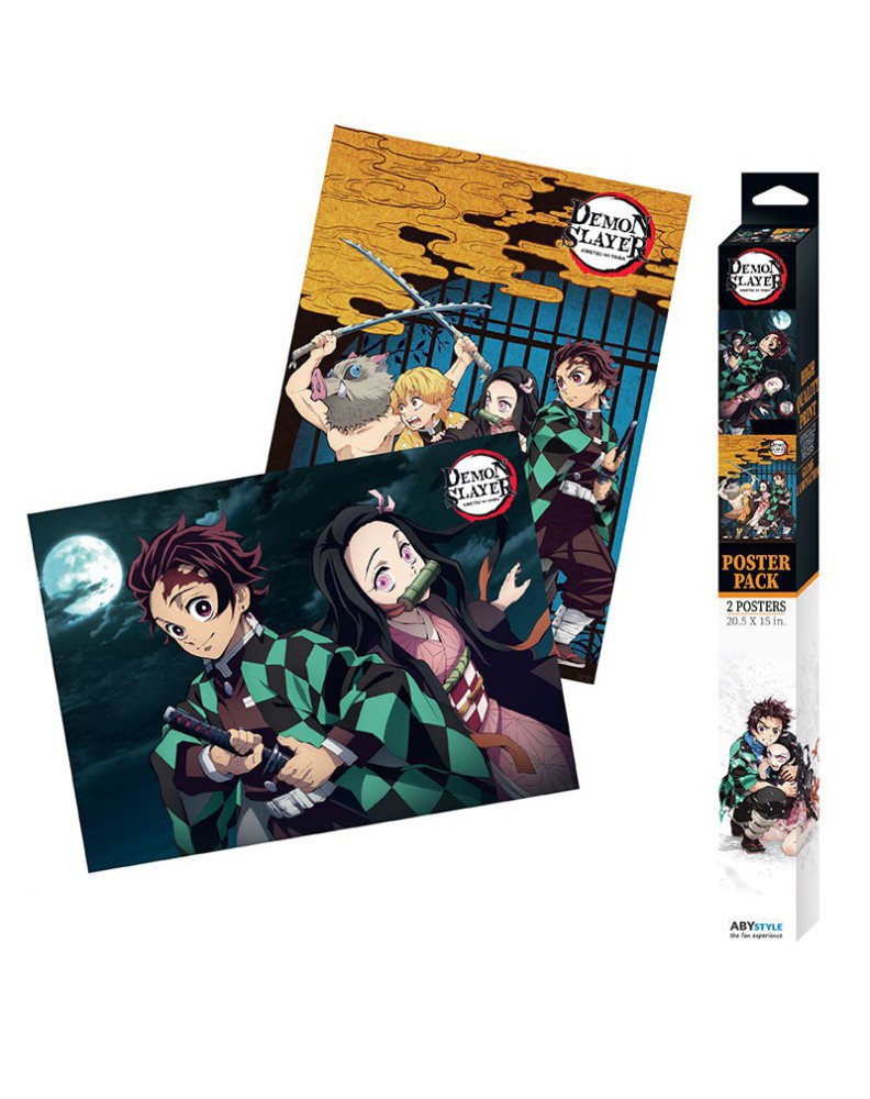 POSTER DEMON SLAYER - SET 2 POSTERS - GROUP & DUO (52X38) X4