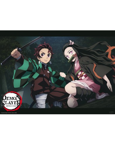 DEMON SLAYER - POSTER "TANJIRO AND NEZUKO FIGHT POSITION" (52X38)