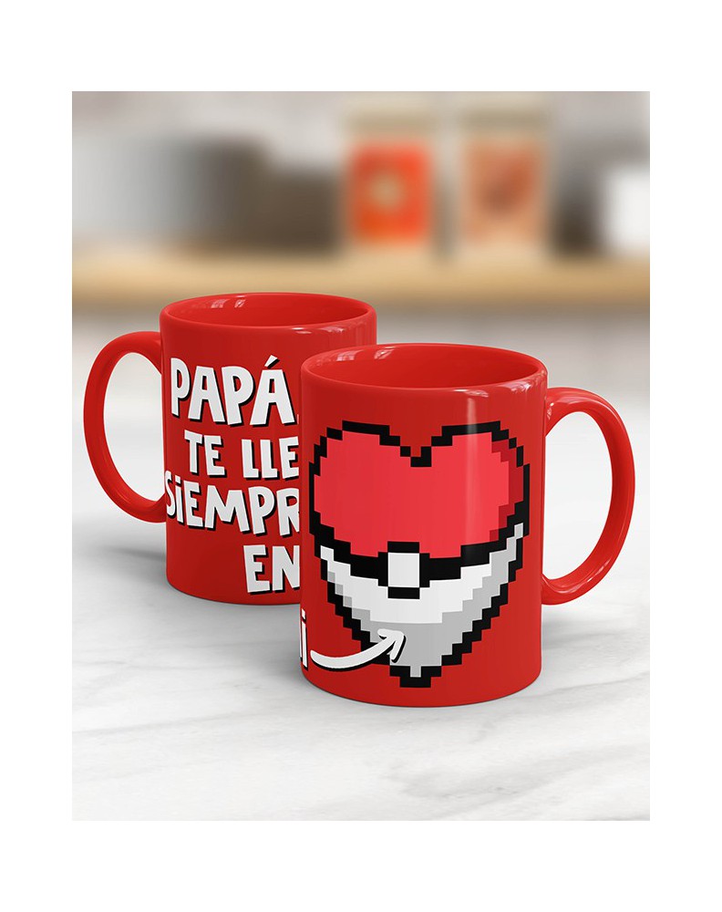 TAZA REGALO PAPÁ TE LLEVO SIEMPRE EN MI CORAZON