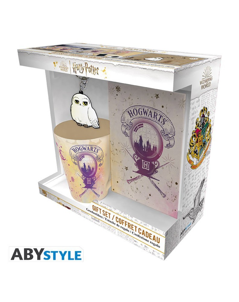 PACK DE REGALO HARRY POTTER - TAZA 250 ML + LLAVERO + CUADERNO HOGWARTS