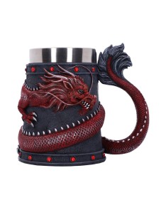 DRAGON COIL TANKARD RED 16CM