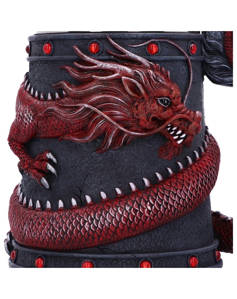 DRAGON COIL TANKARD RED 16CM