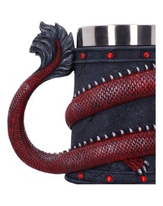 DRAGON COIL TANKARD RED 16CM