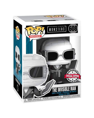 FUNKO POP-UNIVERSAL MONSTER- INVISIBLE MAN- BLACK AND WHITE- EXCLUSIVE