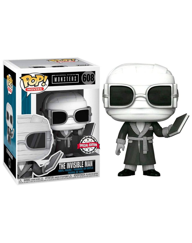 FUNKO POP-UNIVERSAL MONSTER- INVISIBLE MAN- BLACK AND WHITE- EXCLUSIVE