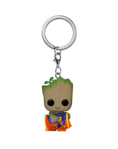 LLAVERO POCKET POP MARVEL I AM GROOT - GROOT WITH CHEESE PUFFS