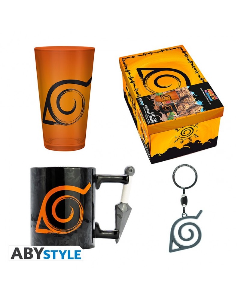 PACK DE REGALO NARUTO SHIPPUDEN - VASO GRANDE + LLAVERO 3D + TAZA 3D