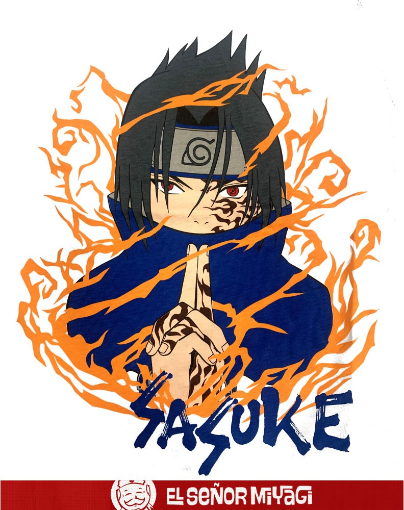 NARUTO SASUKE BOYS T-SHIRT-OFFICIAL LICENSE WHITE